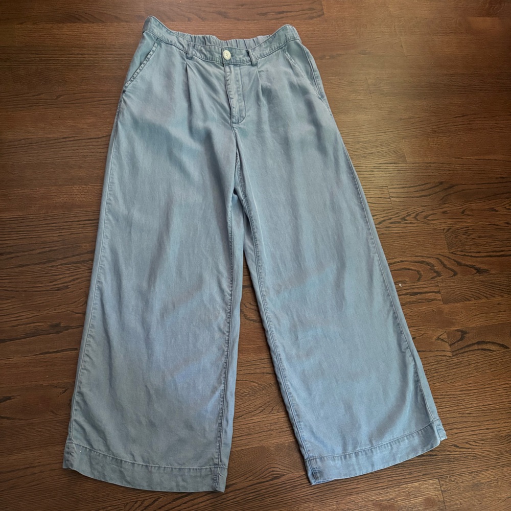 For the Republic Light Blue/Chambray Casual Pleated Wide Leg Pants Jeans size M